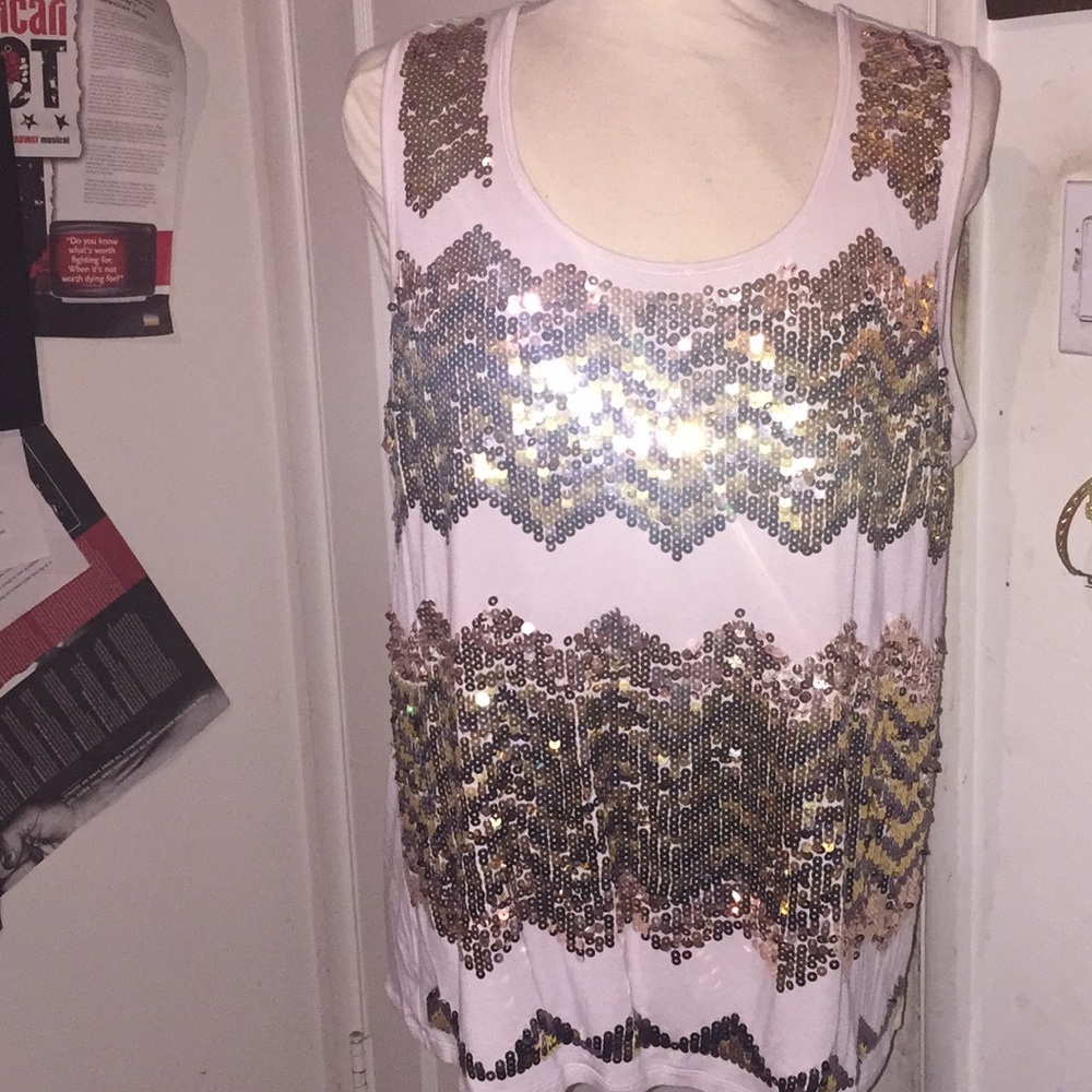 Sequined gold and white top